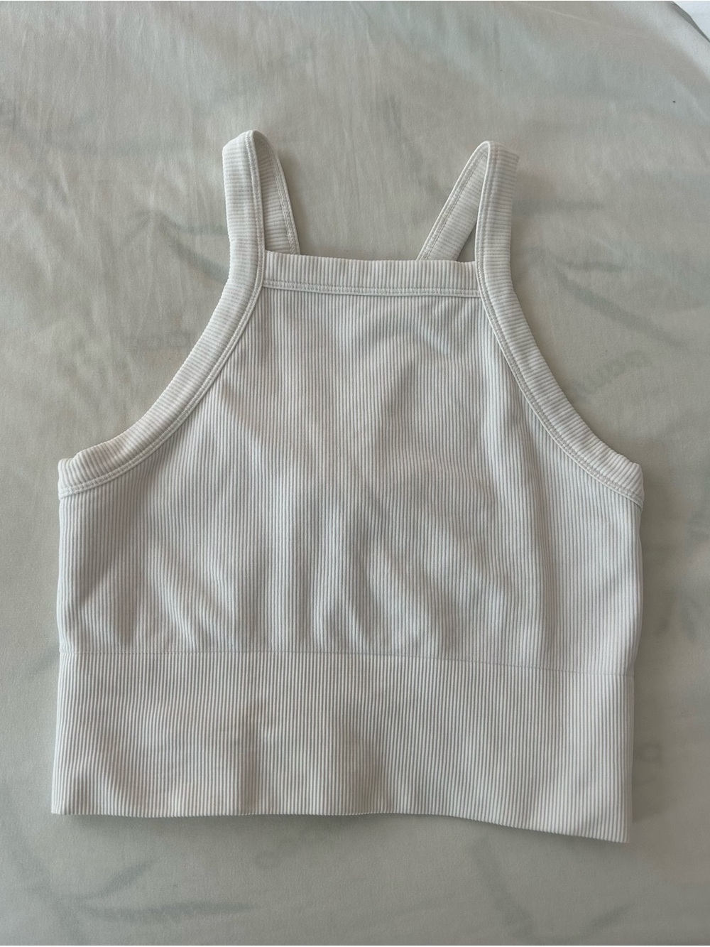 Athleta White Ribbed Square-Neck Crop Top